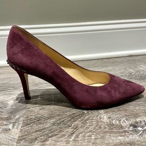 Sam Edelman Tonia Suede Spiked Pump Heels - Burgundy Plum - Size 8